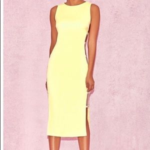 House Of Cb Yellow Crystal Embellished Dress